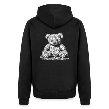Knöpfe - Unisex Premium Bio Zip Hoodie - Schwarz - Hinten - Nico (187cm)
