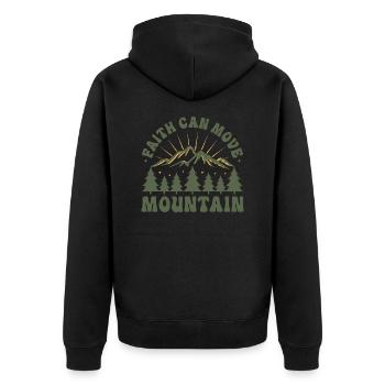 Faith can move mountains - Unisex Premium Bio Zip Hoodie - Schwarz - Hinten - Nico (187cm)
