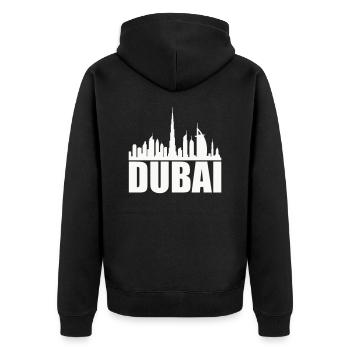 Dubai Skyline 1 - Unisex Premium Organic Zip Hoodie - black - Back - Nico (187cm)