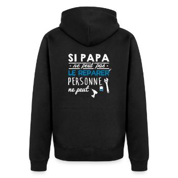 Si papa ne peut pas le reparer personne ne peut - Veste à capuche bio Premium Unisexe - noir - Dos - Nico (187cm)