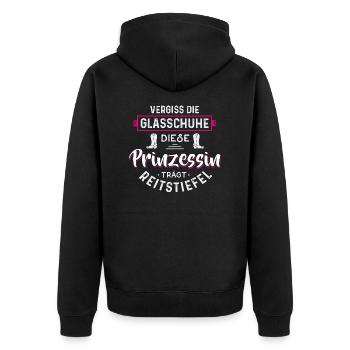 Reiterin Reitsport Reiten Pferd Prinzessin - Unisex Premium Bio Zip Hoodie - Schwarz - Hinten - Nico (187cm)