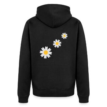 3_flowers - Unisex Premium Organic Zip Hoodie - black - Back - Nico (187cm)