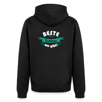 Trainer - Unisex Premium Bio Zip Hoodie - Schwarz - Hinten - Nico (187cm)