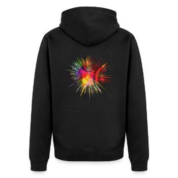 Rainbow star - Regenbogen Stern - Unisex Premium Bio Zip Hoodie - Schwarz - Hinten - Nico (187cm)
