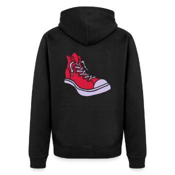Street Sneaker Basketball Shoes Boots Alternative - Unisex Premium Bio Zip Hoodie - Schwarz - Hinten - Nico (187cm)