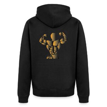 body building - Unisex Premium Organic Zip Hoodie - black - Back - Nico (187cm)