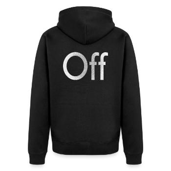 OFF white - Unisex Premium Bio Zip Hoodie - Schwarz - Hinten - Nico (187cm)