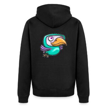 Happy Bird - Unisex Premium Bio Zip Hoodie - Schwarz - Hinten - Nico (187cm)