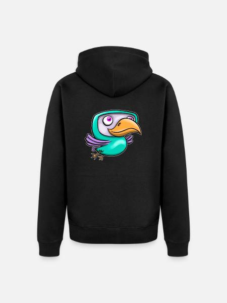 Happy Bird - Unisex Premium Organic Zip Hoodie - black