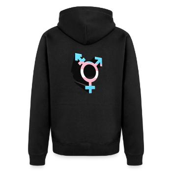 Transgender Symbol Transgender Flagge Trans farben - Unisex Premium Bio Zip Hoodie - Schwarz - Hinten - Nico (187cm)