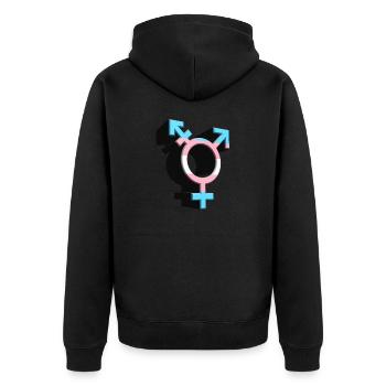 Transgender Symbol Transgender Flagge Trans farben - Unisex Premium Bio Zip Hoodie - Schwarz - Hinten - Nico (187cm)