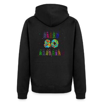 Idée cadeau 80e anniversaire, cadeau d'anniversaire - Veste à capuche bio Premium Unisexe - noir - Dos - Nico (187cm)