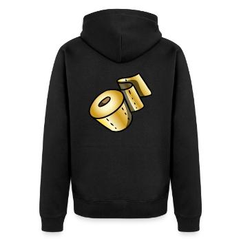 Goldene Klopapierrolle Glücksbringer Corona Scherz - Unisex Premium Bio Zip Hoodie - Schwarz - Hinten - Nico (187cm)