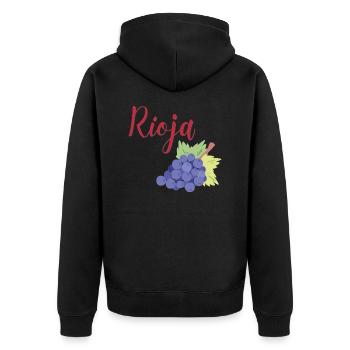 Rioja - Unisex Premium Organic Zip Hoodie - black - Back - Nico (187cm)