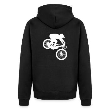 Downhill Mountainbike, Cross Mountainbiker BMX MTB - Unisex Premium Bio Zip Hoodie - Schwarz - Hinten - Nico (187cm)