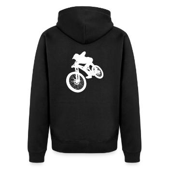 Downhill Mountainbike, Cross Mountainbiker BMX MTB - Unisex Premium Bio Zip Hoodie - Schwarz - Hinten - Nico (187cm)