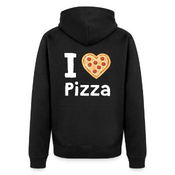I Love Pizza Pizzeria - Unisex Premium Bio Zip Hoodie - Schwarz - Hinten - Nico (187cm)