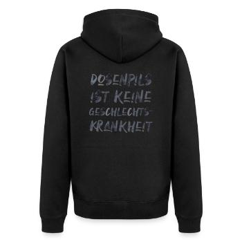 Dosenbier Dosenpils Bier trinken - Unisex Premium Bio Zip Hoodie - Schwarz - Hinten - Nico (187cm)