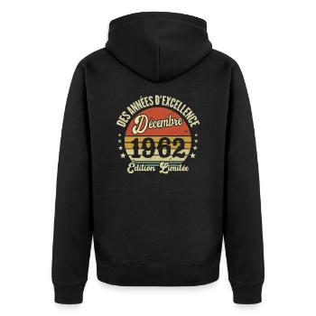 Des Années D'excellence Décembre 1962 Cadeau - Veste à capuche bio Premium Unisexe - noir - Dos - Nico (187cm)