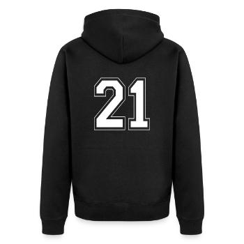 21 numéro de maillot de sport, 21 numéro de dos - Veste à capuche bio Premium Unisexe - noir - Dos - Nico (187cm)