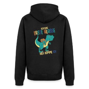 Schulkind Erste Klasse Schulanfänger Schulstart - Unisex Premium Bio Zip Hoodie - Schwarz - Hinten - Nico (187cm)
