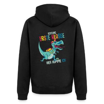 Schulkind Erste Klasse Schulanfänger Schulstart - Unisex Premium Bio Zip Hoodie - Schwarz - Hinten - Nico (187cm)