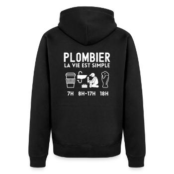Plombier café bière 2 - Veste à capuche bio Premium Unisexe - noir - Dos - Nico (187cm)