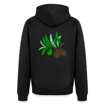 Olive 3 Sprig Feuille Huile d’olive Salade méditerranéenne - Veste à capuche bio Premium Unisexe - noir - Dos - Nico (187cm)