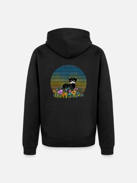 Cat - Unisex Premium Organic Zip Hoodie - black
