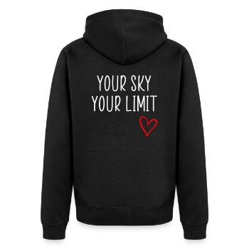 Ihr Sky Cool Zitat - Unisex Premium Bio Zip Hoodie - Schwarz - Hinten - Nico (187cm)