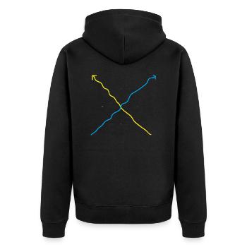 pfeile - bunt - Unisex Premium Bio Zip Hoodie - Schwarz - Hinten - Nico (187cm)