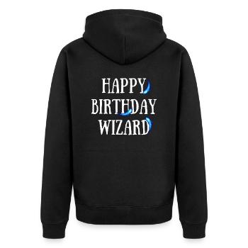 Happy Birthday Assistent - Unisex Premium Bio Zip Hoodie - Schwarz - Hinten - Nico (187cm)