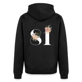 Blumen zum 81-jährigen Jubiläum (Geschenk von 81 Jahren) - Unisex Premium Bio Zip Hoodie - Schwarz - Hinten - Nico (187cm)