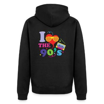 Proverbes des années 1990 Idée cadeau des années 90 - Veste à capuche bio Premium Unisexe - noir - Dos - Nico (187cm)
