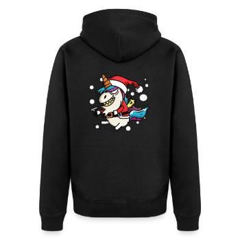 Crazy Unicorn Santa Claus Christmas Outfit - Unisex Premium Organic Zip Hoodie - black - Back - Nico (187cm)