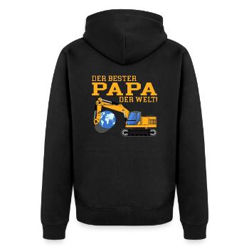 Bagger der beste Papa der Welt - Unisex Premium Bio Zip Hoodie - Schwarz - Hinten - Nico (187cm)