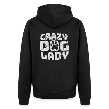 crazy dog lady Zitat - Unisex Premium Bio Zip Hoodie - Schwarz - Hinten - Nico (187cm)