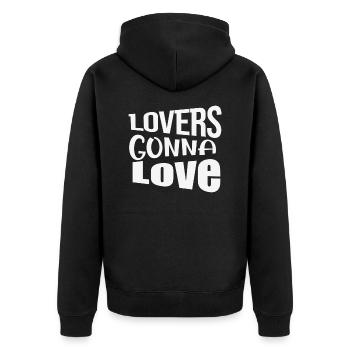 Lovers Gonna Love - Unisex Premium Bio Zip Hoodie - Schwarz - Hinten - Nico (187cm)