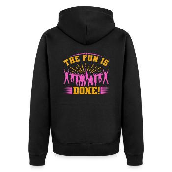 DER SPASS IST GETAN 2 - Unisex Premium Bio Zip Hoodie - Schwarz - Hinten - Nico (187cm)