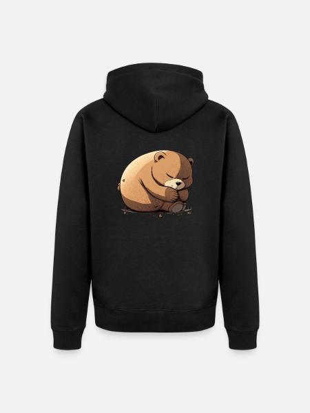 Meenee the sleeper bear - Unisex Premium Organic Zip Hoodie - black