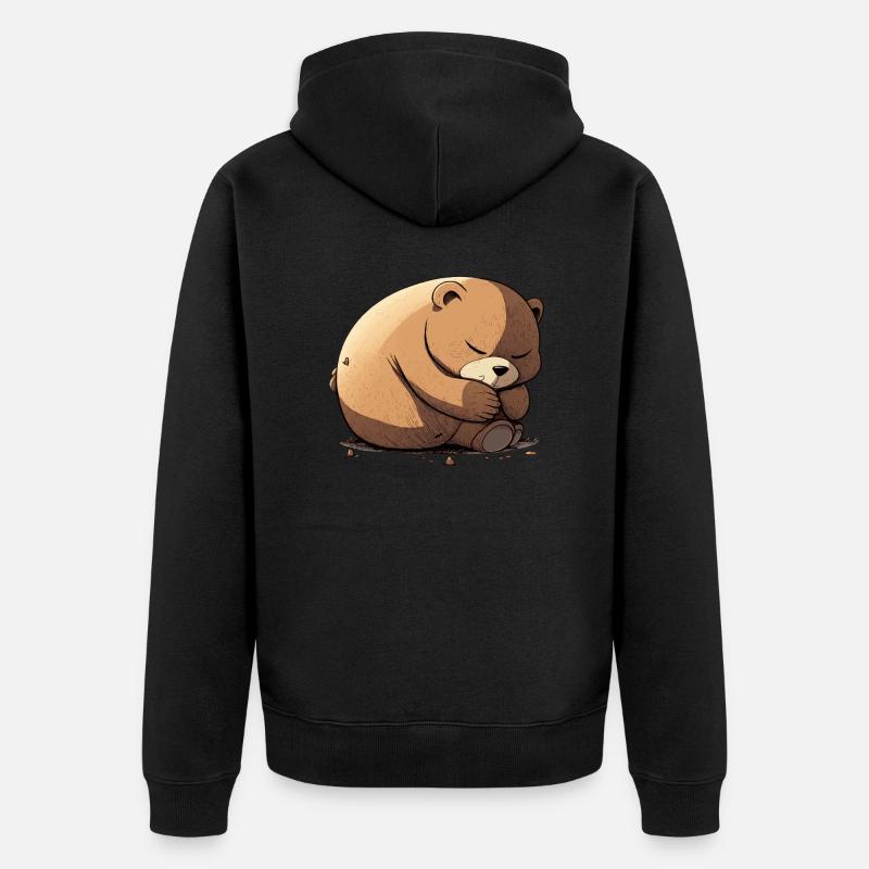 Meenee der Schläferbär - Unisex Premium Bio Zip Hoodie - Schwarz