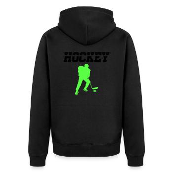 hockey - Unisex Premium Bio Zip Hoodie - Schwarz - Hinten - Nico (187cm)