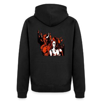 The Devil and the Witch - Unisex Premium Organic Zip Hoodie - black - Back - Nico (187cm)