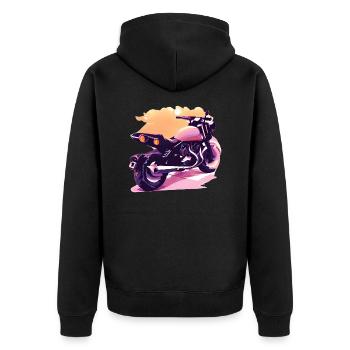 Motorcross Motorrad Motorradfan Motorradfahrer - Unisex Premium Bio Zip Hoodie - Schwarz - Hinten - Nico (187cm)