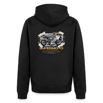 Supermoto Serie 13 - Unisex Premium Bio Zip Hoodie - Schwarz - Hinten - Nico (187cm)