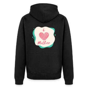I love mother - Unisex Premium Bio Zip Hoodie - Schwarz - Hinten - Nico (187cm)