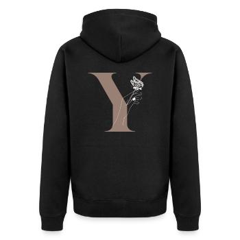 lettre y papillon magique - Veste à capuche bio Premium Unisexe - noir - Dos - Nico (187cm)