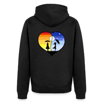 HERZ YING YANG - Unisex Premium Bio Zip Hoodie - Schwarz - Hinten - Nico (187cm)