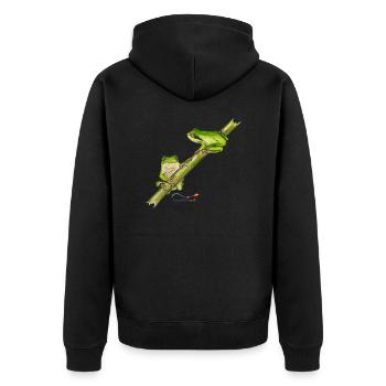 Laubfrosch - Unisex Premium Bio Zip Hoodie - Schwarz - Hinten - Nico (187cm)