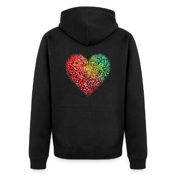 Herz Herbst Halloween Blätter - Unisex Premium Bio Zip Hoodie - Schwarz - Hinten - Nico (187cm)